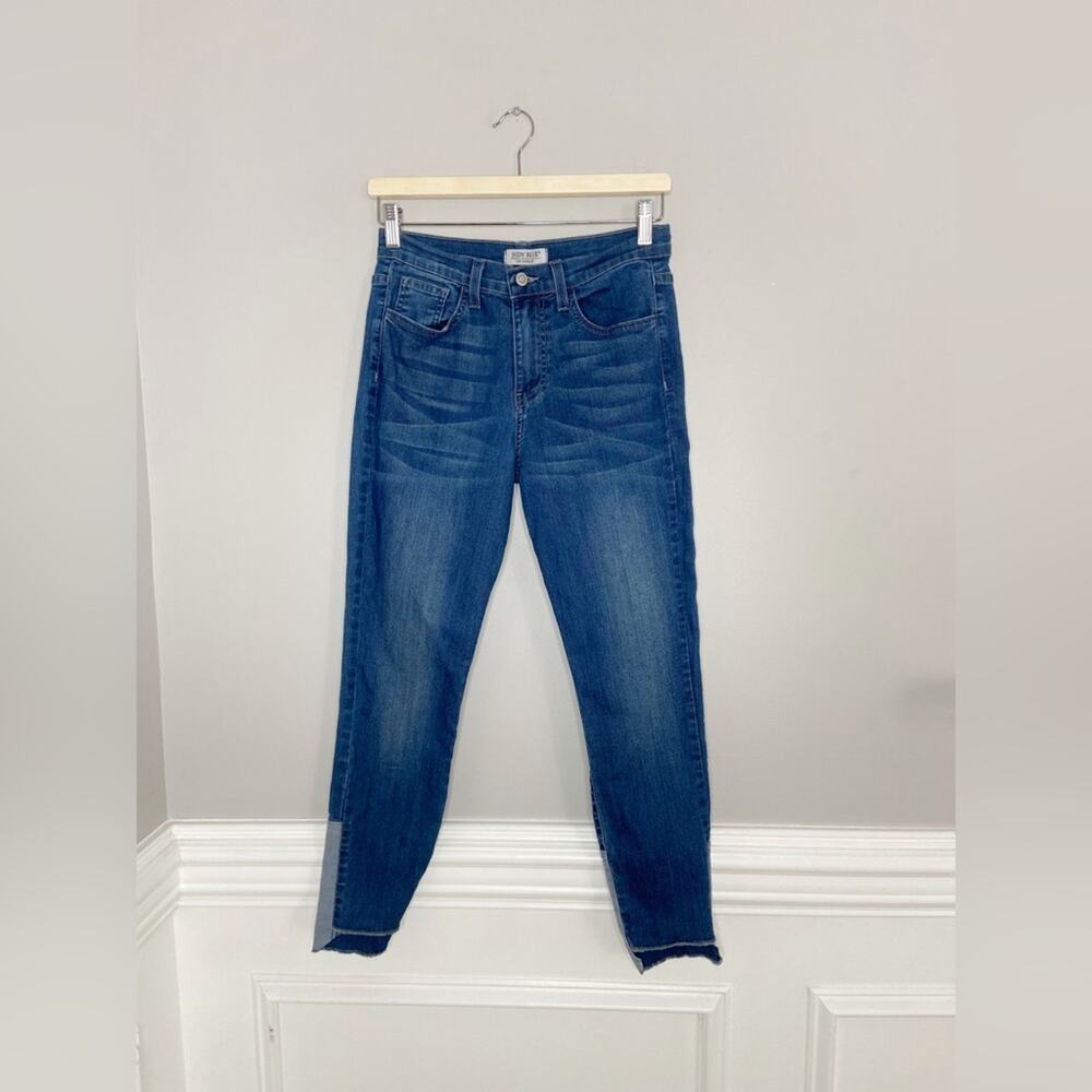 Judy Blue Jeans Womens Skinny Fit Contrast Frayed Raw Hem Style 8389 Size 5/27
